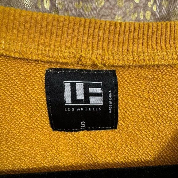 LF Los Angeles Golden Yellow Zipper Dolman Cropped Sweater Oversized Small - Picture 5 of 7